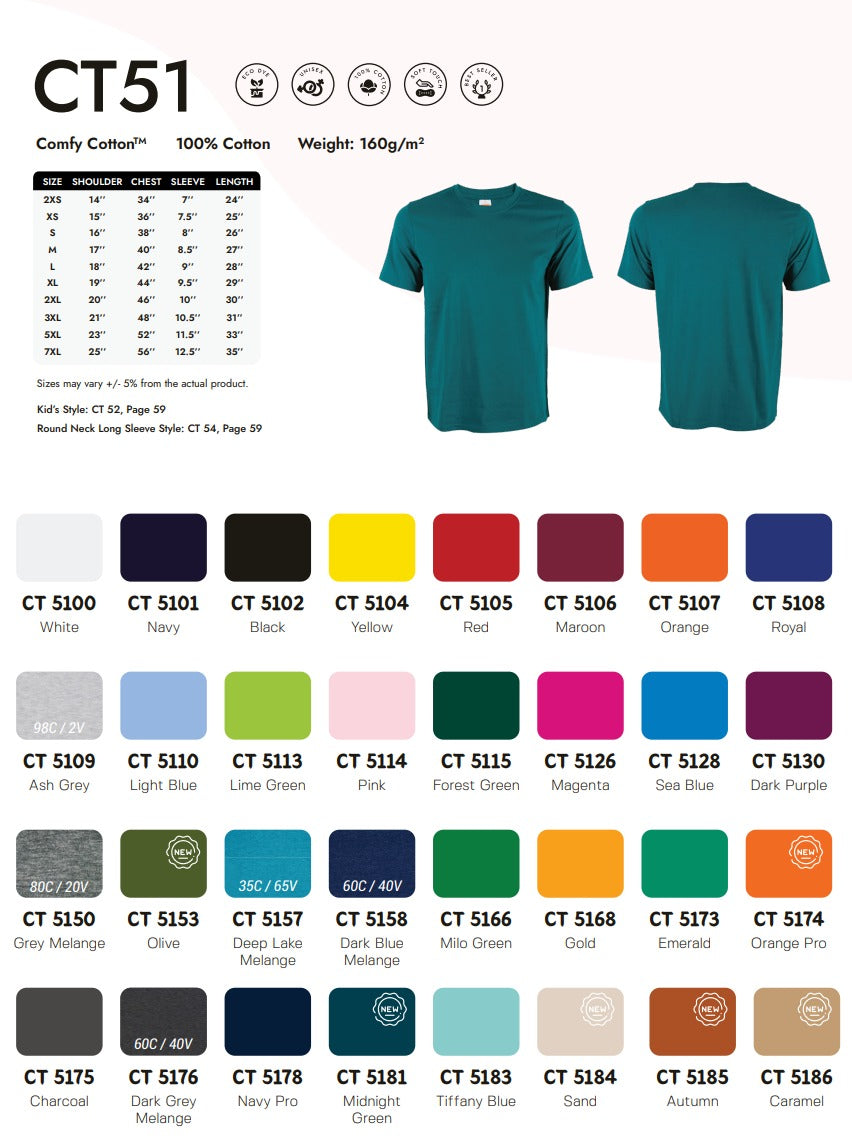 Cotton Short Sleeve Round Neck (CT51)