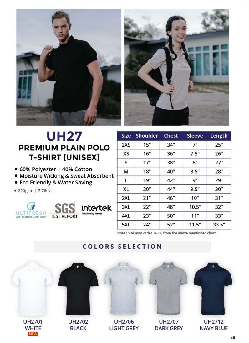 Poly-Cotton Short Sleeve Polo (UH27)