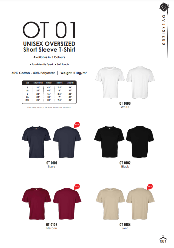 Oversized Short Sleeve T-Shirt (OT01)