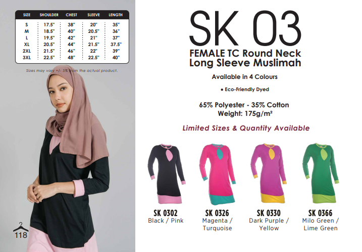 Round Neck Long Sleeve Muslimah (SK03)
