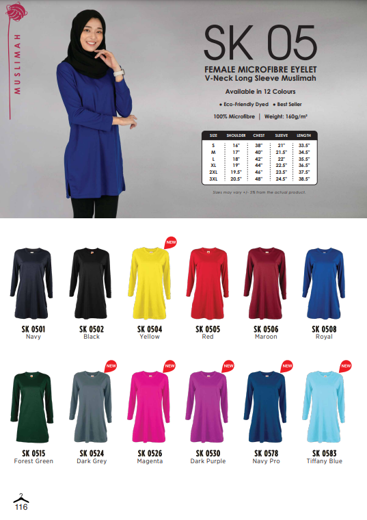 Microfibre V-Neck long Sleeve Muslimah (SK05)