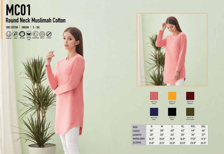 Round Neck Muslimah Cotton