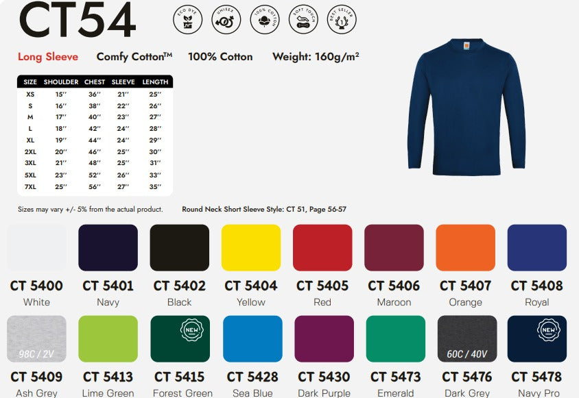 Cotton Long Sleeve Round Neck (CT54)