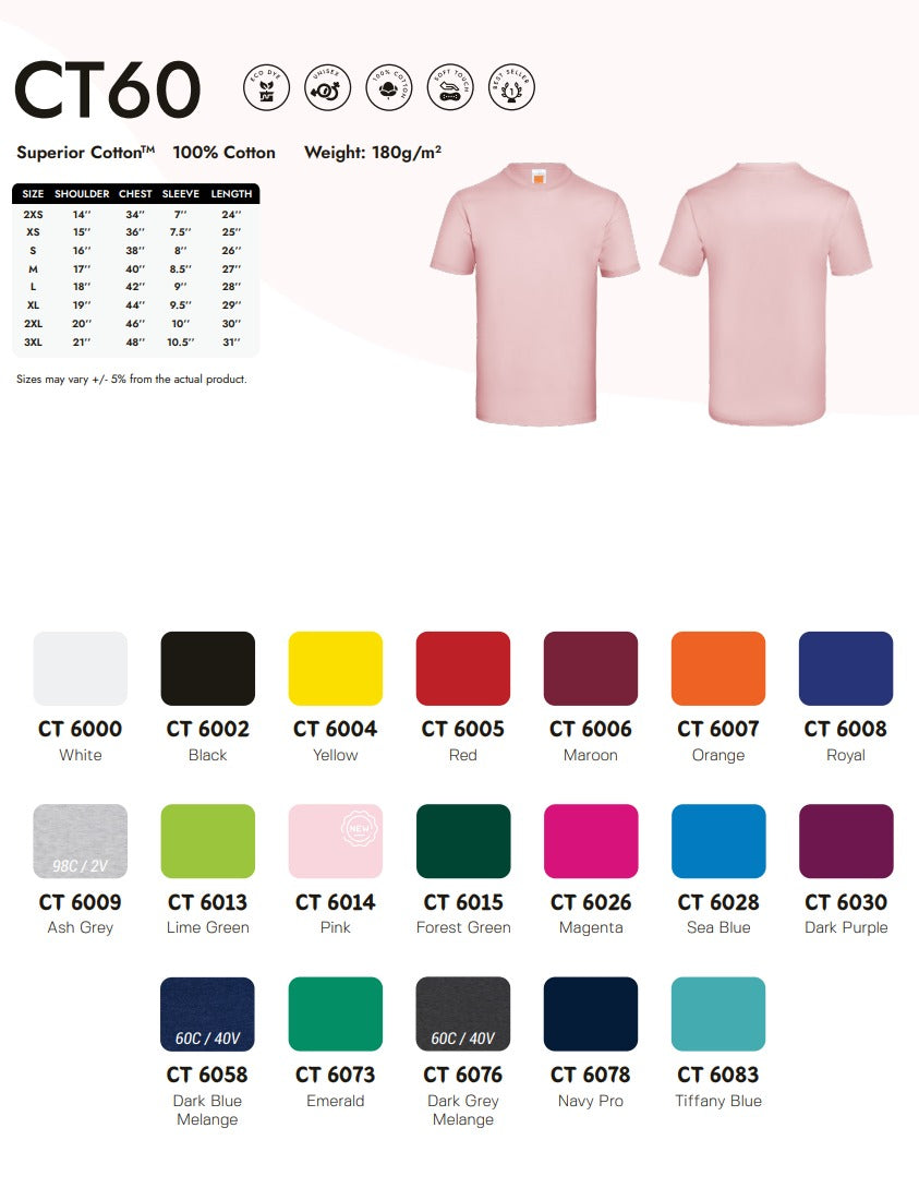 Cotton Short Sleeve Round Neck (CT60)