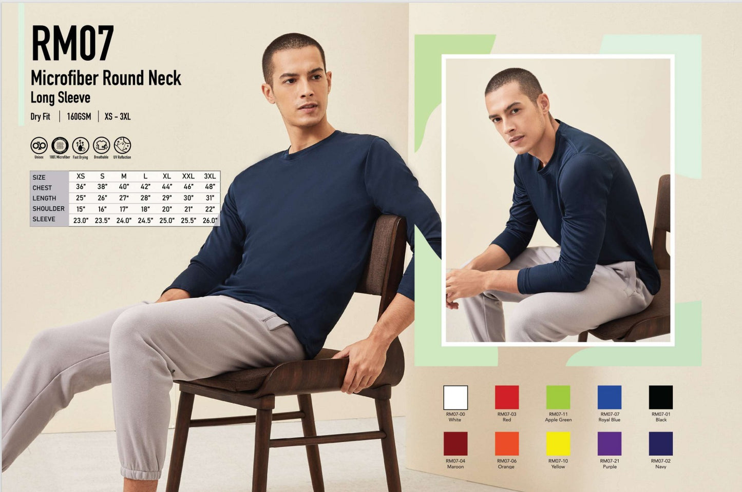 Microfiber Round Neck Long Sleeve (RM07)