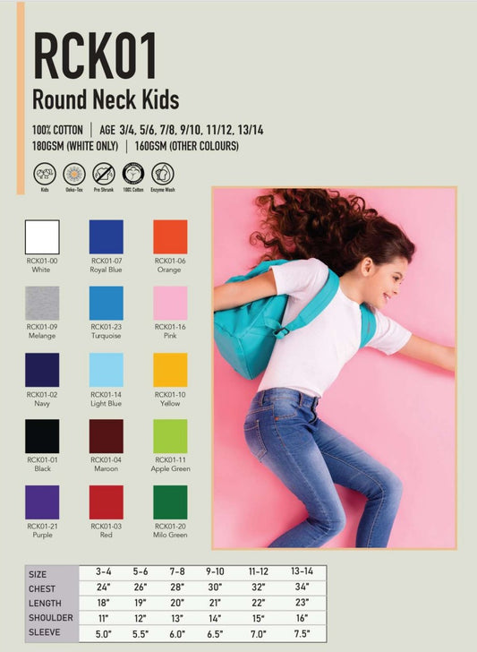 Cotton Short Sleeve Round Neck (RCK01)