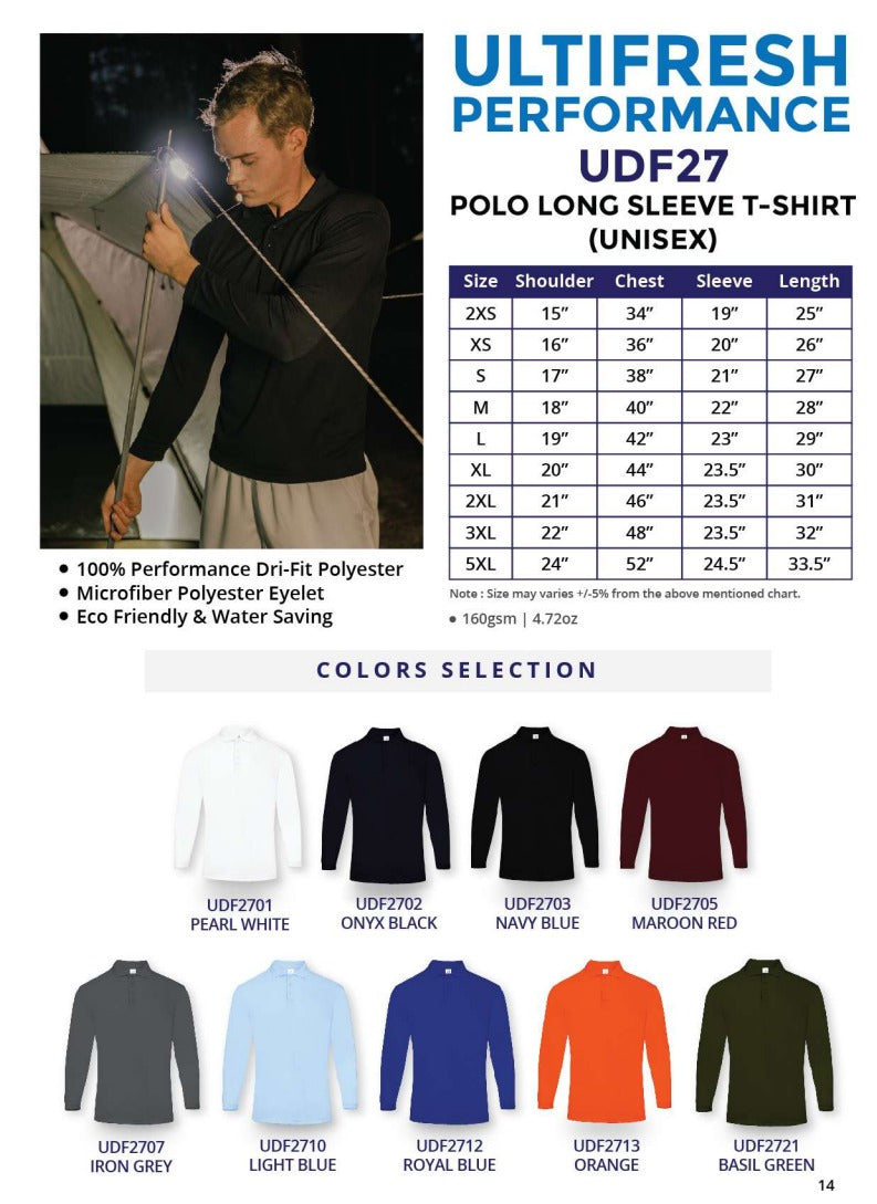 Dri-fit Long Sleeve Polyester Polo (UDF27)