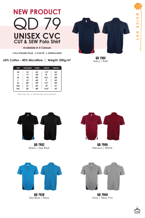 CVC Cut & sew polo shirt (QD79)