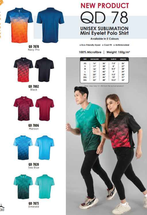 Sublimation mini eyelet polo shirt (QD78)