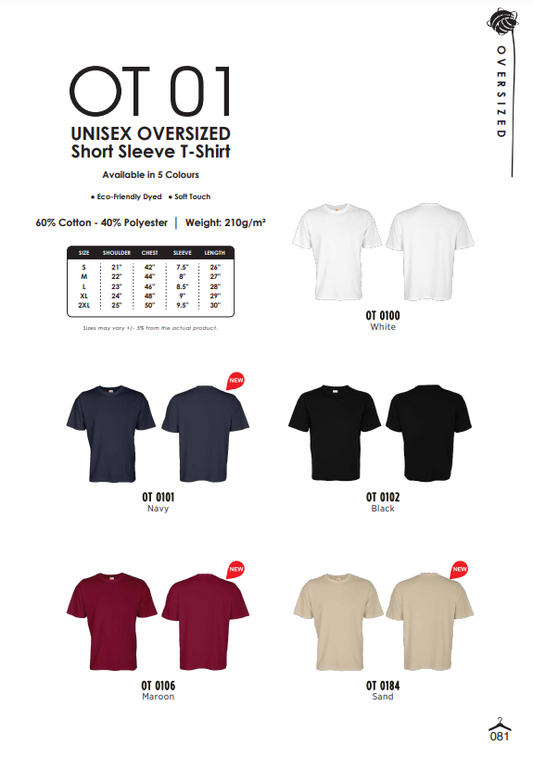 Oversized Short Sleeve T-Shirt (OT01)