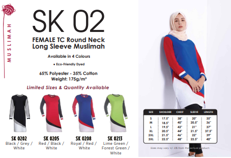Round Neck Long Sleeve Muslimah (SK02)