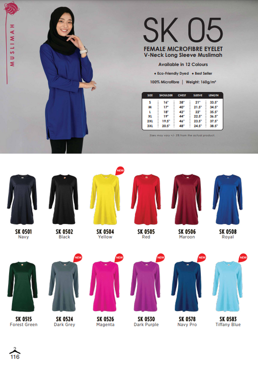 Microfibre V-Neck long Sleeve Muslimah (SK05)