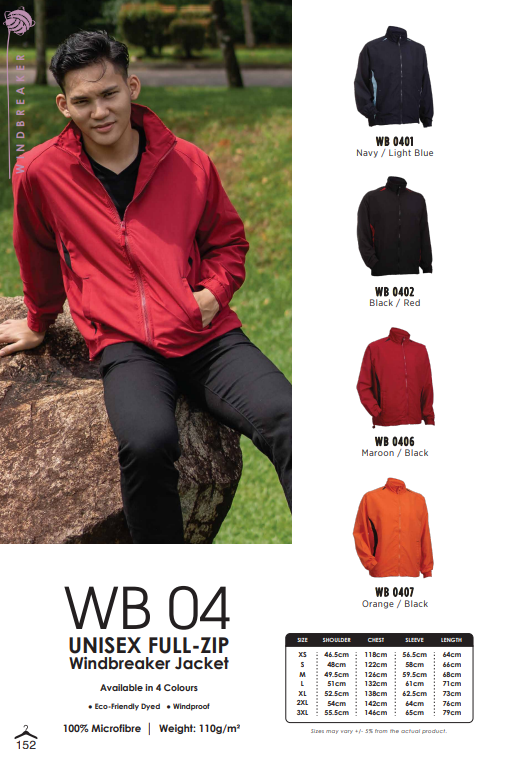 Full-Zip Windbreaker Jacket (WB 04)