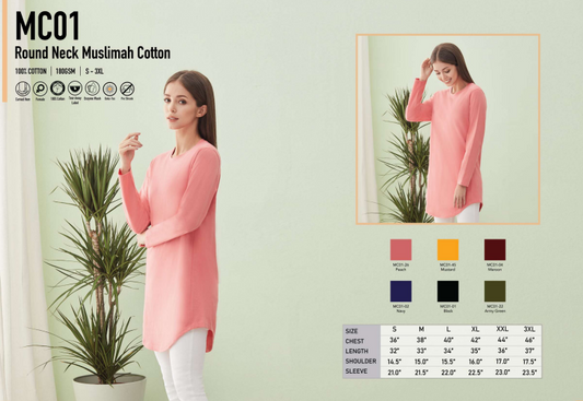 Round Neck Muslimah Cotton