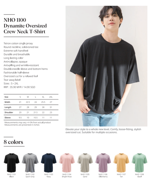 Dynamite Oversized Crew Neck T-Shirt (NHO1100)