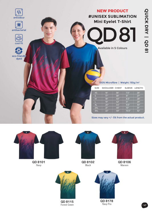 Sublimation Mini Eyelet T-Shirt (QD81)