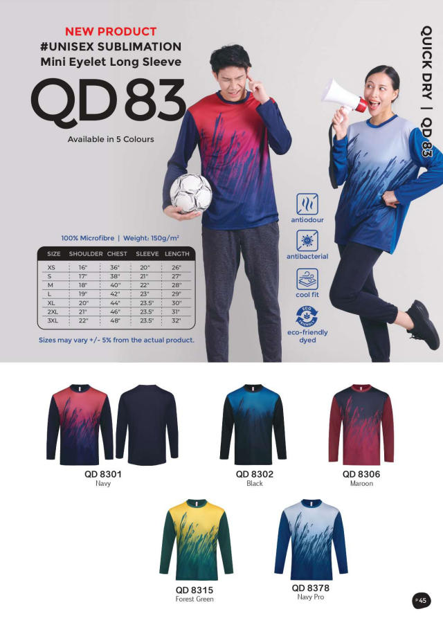 Sublimation Mini Eyelet Long Sleeve (QD83)