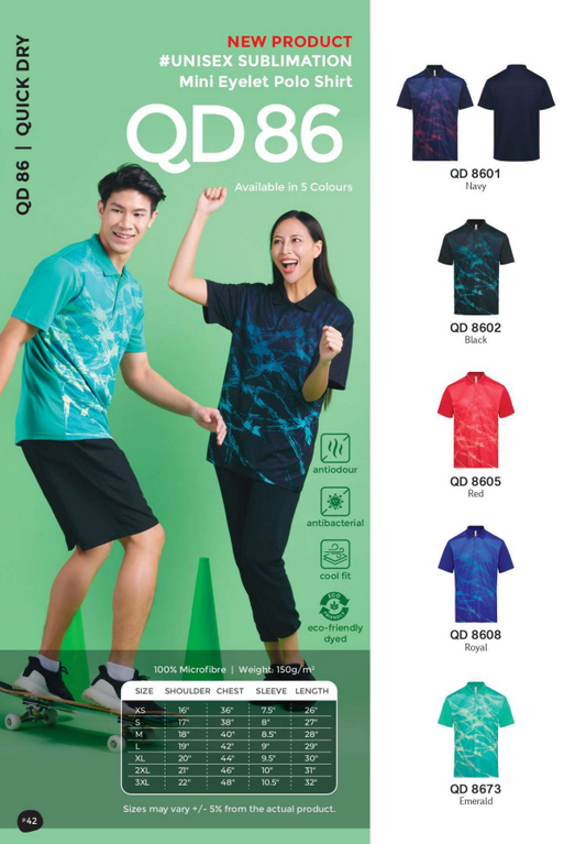 Sublimation Mini Eyelet Polo Shirt (QD86)