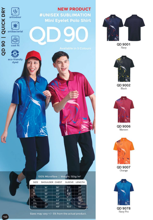 Sublimation Mini Eyelet Polo Shirt (QD90)