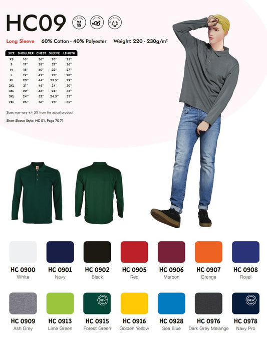 Honeycomb Long Sleeve Polo (HC09)